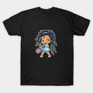 Cartoon Girl Playing Tennis T-Shirt